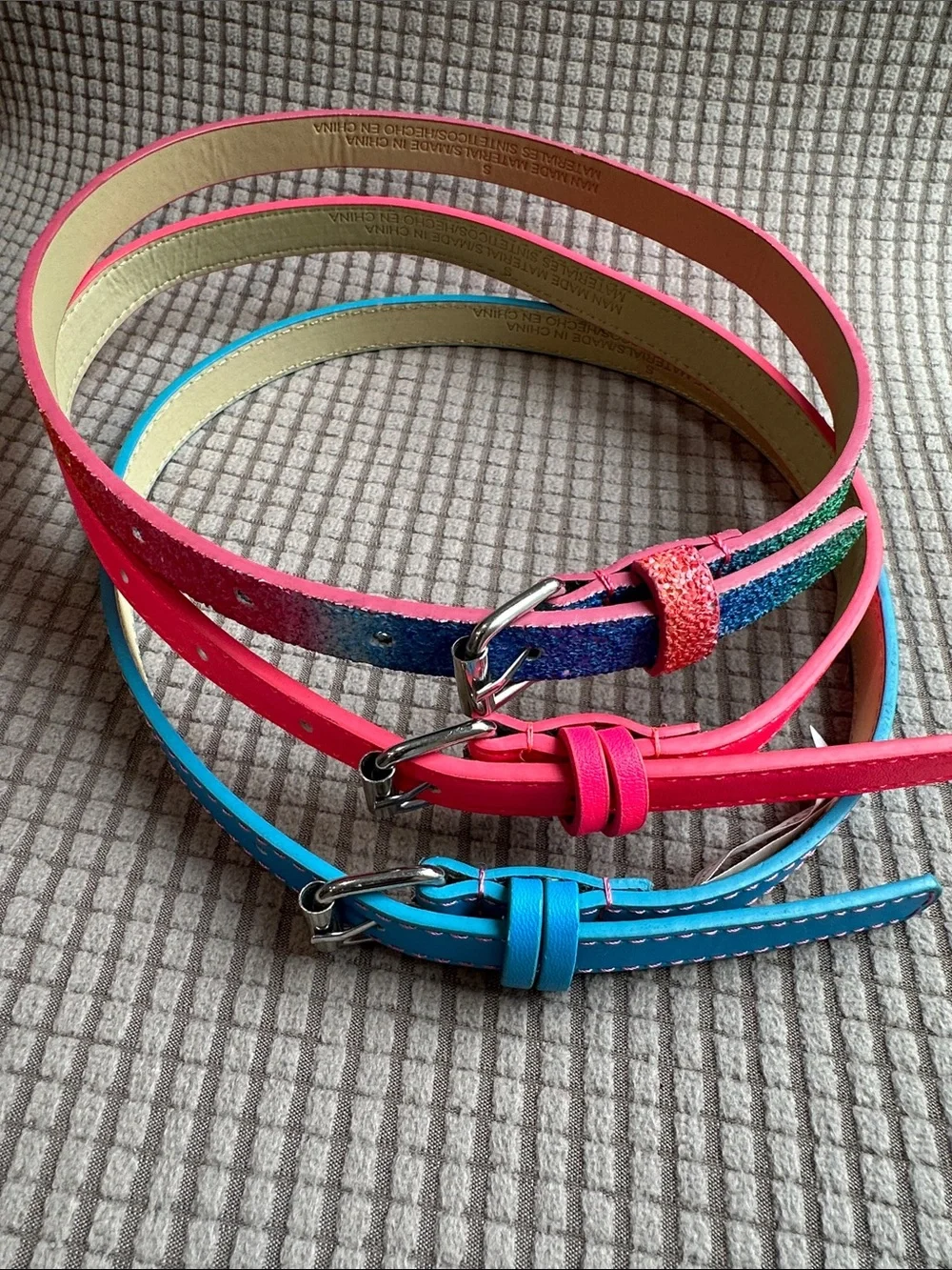 Kids Rainbow Glitter Belt with Blue and Hot Pink Options